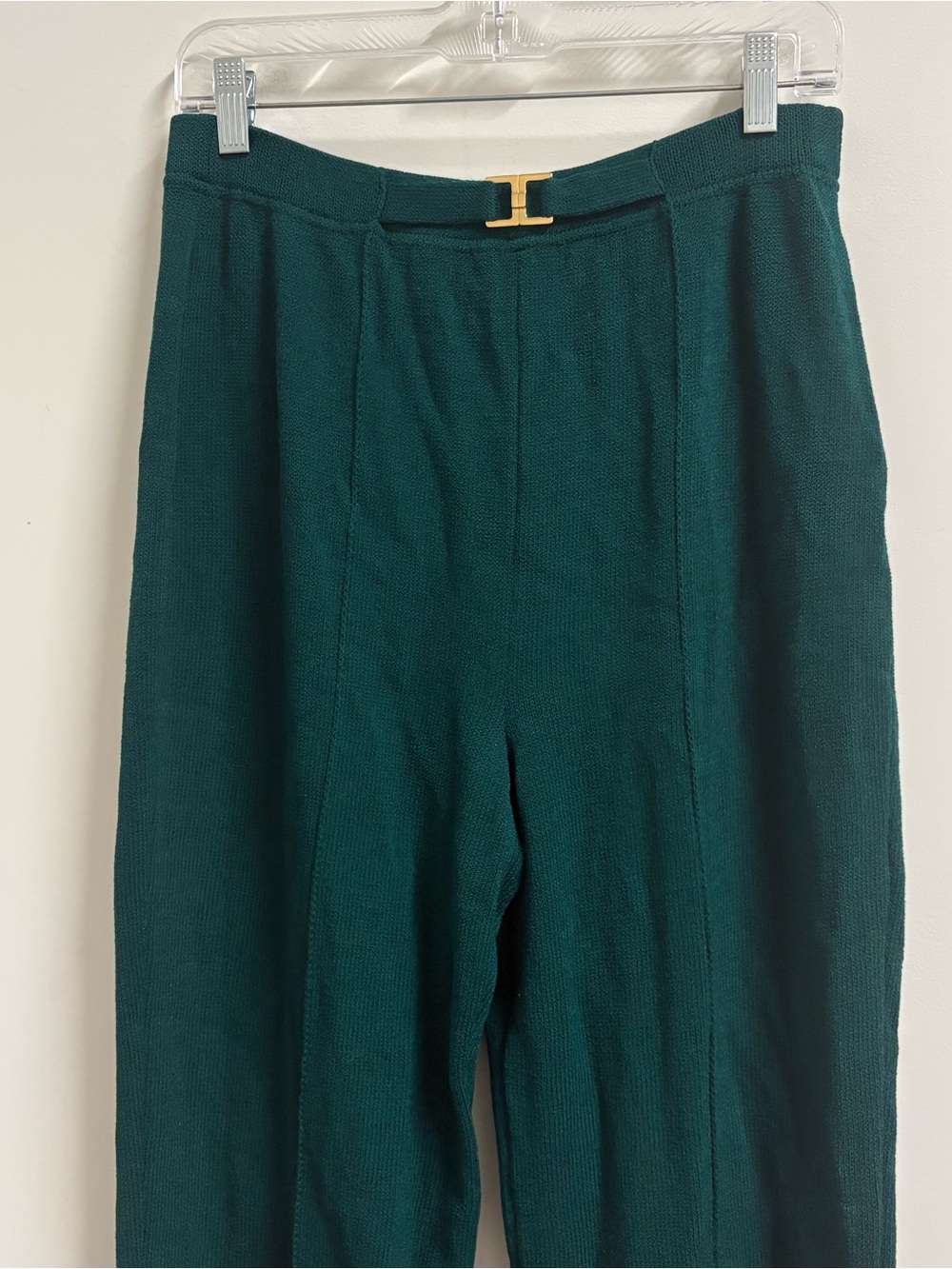 St John Collection High Rise Santana Knit Pants w/ Gold Accent Size 10 - Picture 2 of 5